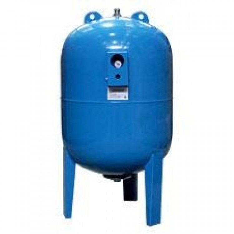 Гидроаккумулятор UNIPUMP 200л для хол. воды, вертикальный, синий, с манометром. корпус- сталь, мембрана-EPDM, 1.5"