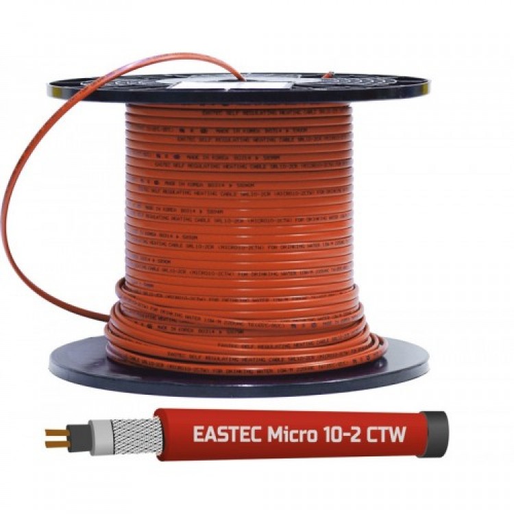Греющий кабель EASTEC MICRO 10-CTW SRL 10-2CR (10 Ват/м.п.) с пищевой оболочк. /бух.400м /Корея 