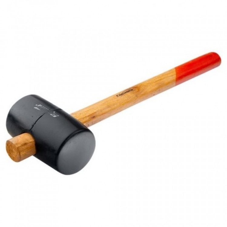 Киянка резиновая, 450гр, черная резина, деревянная ручка /111505