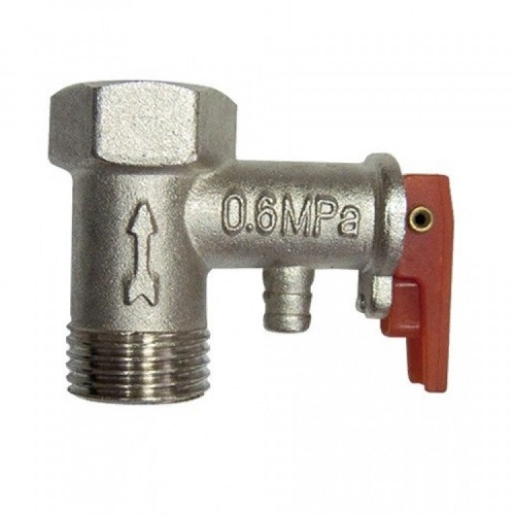 Клапан предохранительный для водонагревателя 1/2" г/ш  6 bar ( с красной ручкой)