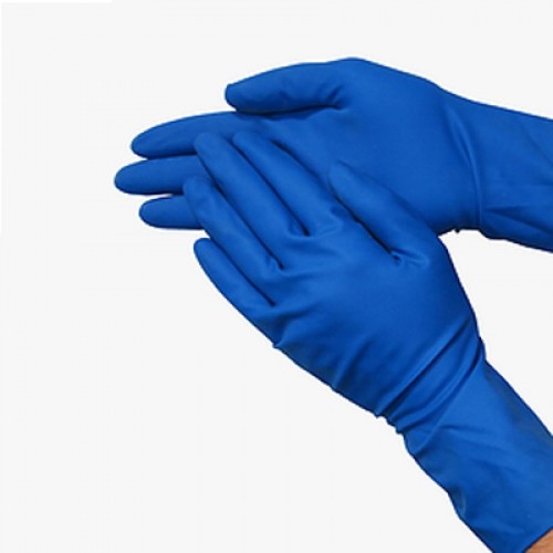 Перчатки резиновые синие HIGH RISK SANA "L" текстурн. латекс (уп.25 пар) /Малазия...