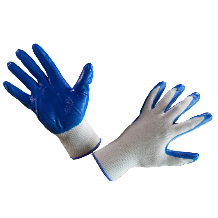 Перчатки нейлоновые обрезиненые ( обливка синия) (уп.10 пар) под Корею