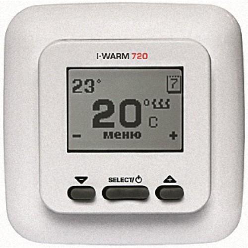 Терморегулятор для тепл. полов "IWARM" 720 белый (НК) электр.програм. ...