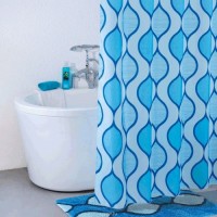 Штора для ванной  Curved Lines blue,  200*200 (400...