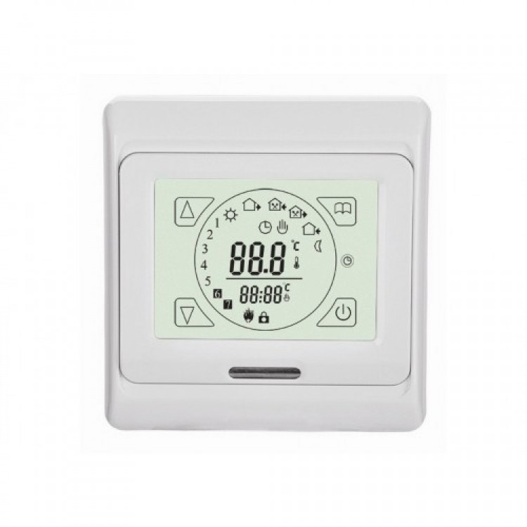 Терморегулятор для тепл. полов Еastec E 91.716 (3.5 кВт) аналог 720 белый (НК) электр.програм. 