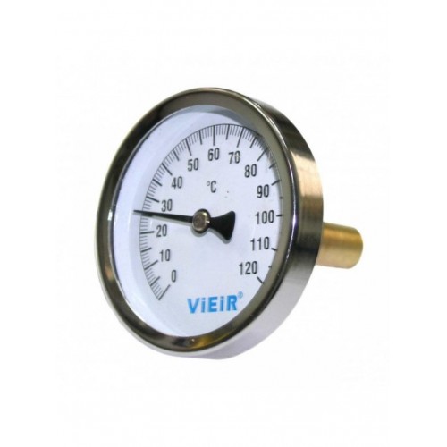 Термометр 1/2" аксиальный с гильзой 63мм 0-120°  "ViEiR"...